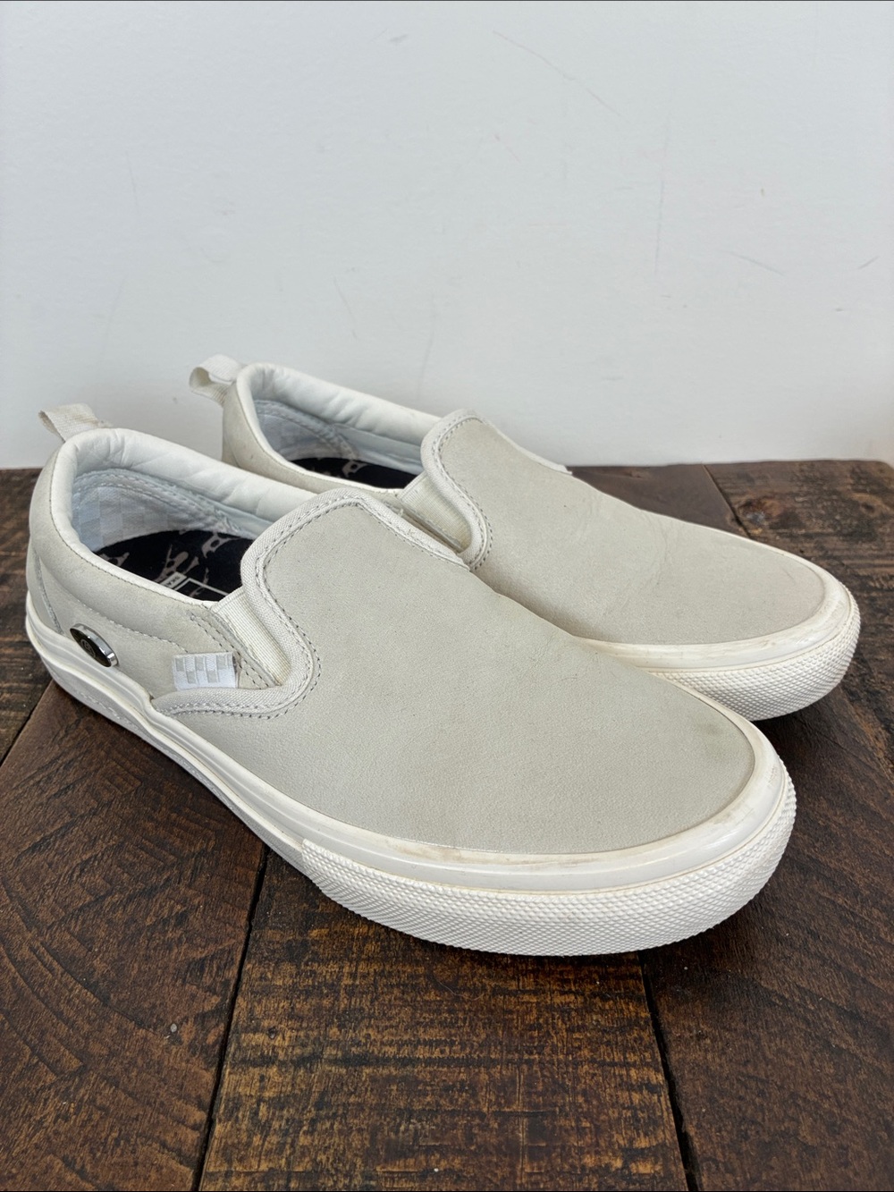 Vans x Public Men's 5.5 Slip-On Suede Sneakers Light Gray Skate